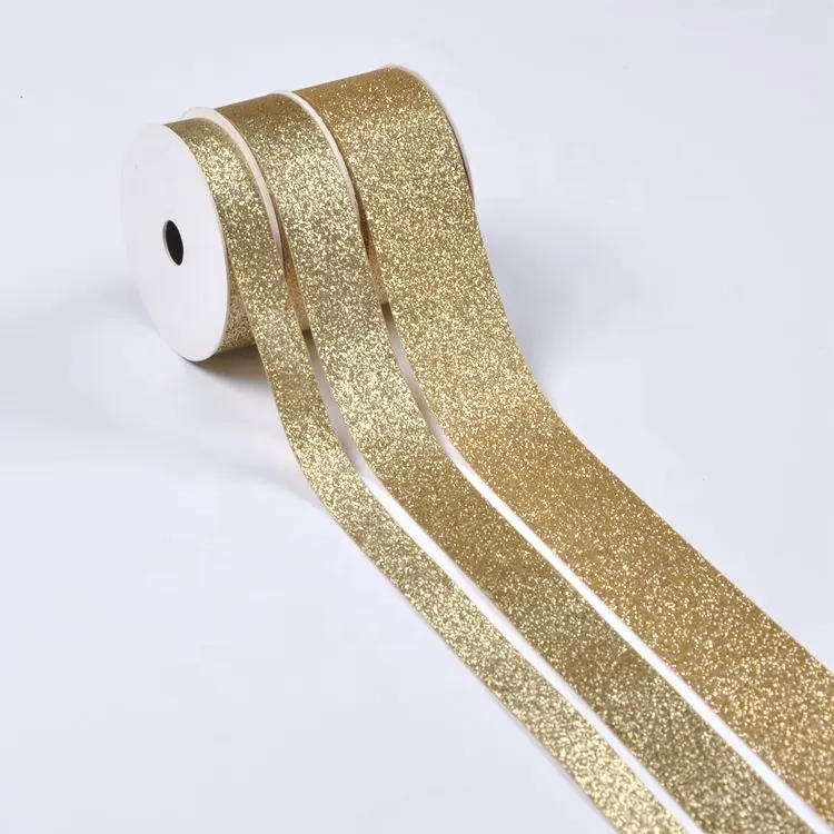 Funkeln perlenmuster glänzendes band weihnachten glitterfolie goldband großhandel für hochzeit blumenstrauß dekoration