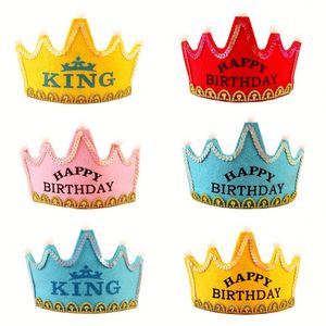 Ensembles de serre-têtes et chapeaux de fête personnalisés avec logo pour enfants, avec lumière LED clignotante, pour décoration d'anniversaire, chapeaux lumineux, couronnes de princesse colorées - Product Image 1