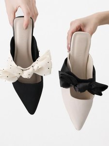 Sandales mules à bout pointu style japonais respirantes pour le bureau, avec nœud, collection Printemps/Été 2026 - Product Image 4