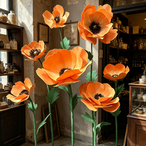 Grandes fleurs de pavot en EVA lumineuses, faites à la main, étanches et ultra-réalistes pour la décoration de centres commerciaux et les vitrines de festivals - Product Image 1