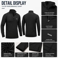 Camiseta de Golf para Hombre con Cierre de Cremallera, Cuello Alto, Manga Larga, Rendimiento Deportivo, Absorbe la Humedad, Ligera, de Algodón y Spandex