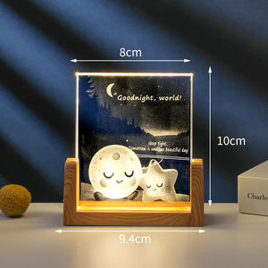 Luce Notturna LED in Vetro Intagliato Quadrato, Decorazione a Forma di Pianeta, Illuminazione d'Ambiente per Camera <span class=keywords><strong>da</strong></span> Letto, Regalo di Compleanno - Product Image 6