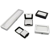 Boîte de présentation en métal à fermeture à pression pour pierres précieuses, carrée ou rectangulaire, étui de rangement pour diamants en vrac avec fenêtre transparente, organisateur d'emballage pour pierres