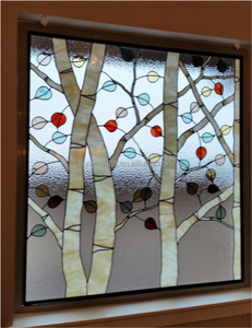 Vitrail européen artisanal sur mesure, structure solide, motif arbre panoramique, pour fenêtre et porte, décoration moderne pour hôtel, église, salle à manger - Product Image 6