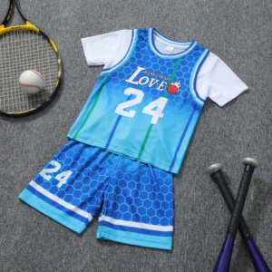 Verano para niños Ocio Deportes Sudor Wicking Cómodo Suave Pantalones cortos sin mangas Traje Niños Verano Baloncesto Uniforme Traje - Product Image 3