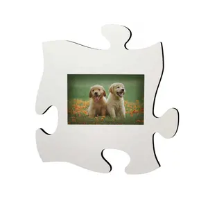 Dekorasi dinding bingkai foto DIY, kayu kaca Puzzle buatan tangan peringatan hadiah kertas foto