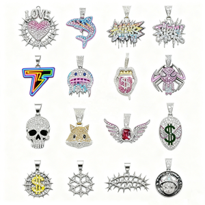 สร้อยคอจี้ฮิปฮอปดีไซน์ดั้งเดิม ทำเองได้  วัสดุเงินแท้ 925 ประดับเพชรโมอิสซาไนต์หลากสี  สำหรับผู้ชาย - Product Image 1