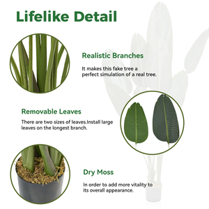 Lifelike Artificial Strelitzia Plant Easy Assemble Banana Leaf Tree with Removable Leaves Home Office Patio Garden Decor - Product Image 5