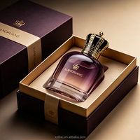 Flacon de parfum à dégradé carré arrondi avec couvercle couronne orné, emballage cadeau assorti, marque personnalisée sur mesure pour la fourniture de parfums haut de gamme