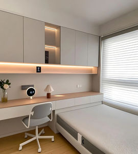 Conception moderne de tiroir latéral de garde-robe de chevet de tatami crème pour la chambre à coucher - Product Image 2