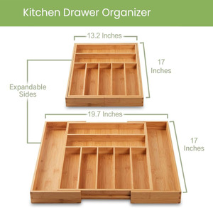 Hot Sale Drawer Dividers Organizer Cutlery Silverware Organizer <b>Kitchen</b> Drawer Tray Bamboo Drawer Organizers for House Using - Product Image 2