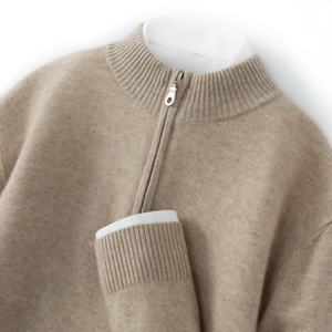 Maglione in Cashmere da Uomo, Casual con Mezza Cerniera, Abbigliamento Invernale, Servizio OEM Diretto dalla Fabbrica - Product Image 2