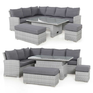 Ensemble de salon de jardin en rotin moderne pour hôtel, avec table à hauteur réglable, rotin PE résistant aux UV, coussins imperméables - Product Image 4