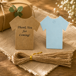 Etichette di Ringraziamento per Baby Shower in Carta Kraft <span class=keywords><strong>a</strong></span> Forma di Vestito e Maglietta per Rivelazione del Sesso, Decorazioni per Feste di Compleanno - Product Image 3