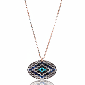 Eye Design Turquoise Zircon Pierre Forme Charme Pendentif Turc Fabriqué À La Main En Gros 925 Argent Sterling Bijoux - Product Image 2