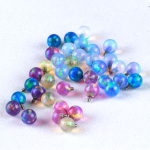 2 pièces <span class=keywords><strong>prix</strong></span> d'usine <span class=keywords><strong>Jelly</strong></span> Opal Piercing Jewelry for Women 5mm Titanium Screw In Piercing Ball for Ear <span class=keywords><strong>Belly</strong></span> Tongue - Product Image 1