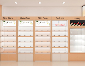 Trendy Makeup Shop Furniture Decoration Ideas Retail Perfume Shop Display <b>Shelves</b> Wooden Cosmetic Display Stand - Product Image 2