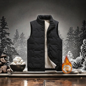 Chaleco de Lana de Cordero para Hombre con Abrigo Grueso de Lana, Ropa Exterior Formal para Otoño Invierno, Talla Grande, Cierre de Cremallera, Personalizable OEM - Product Image 3