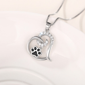 Collana con Ciondolo a Cuore e Zampa di Animale Domestico per Donne, Stile Smaltato, Gioiello alla Moda, Regalo - Product Image 6