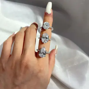 Rhodium Plated Iced Out Luxury Jewelry 5A CZ Zircon 925 Sterling Silver Rings Icy Heart Diamond Wedding Ring for Women Gifts