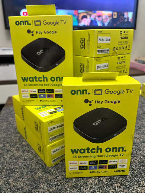 Onn Android 14 4K Quad Core Smart TV Box 5G Connectivity 2GB RAM Set-Top Box with Voice Remote for Streaming Media Player