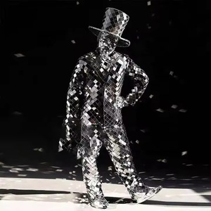 Costume de danse pour homme et <span class=keywords><strong>femme</strong></span> avec miroir argenté personnalisable pour scène de club et ballet inspiré du costume de <span class=keywords><strong>robot</strong></span> en verre pour chanteur de fête de bar - Product Image 1