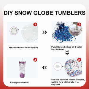 Ingrosso a doppia parete 24oz plastica acrilica per regalo in bianco Snowglobe Tumbler con coperchi - Product Image 4
