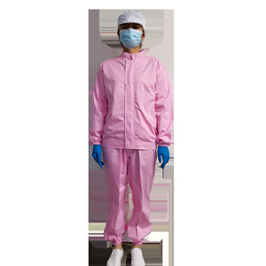 Conjunto de Ropa de Trabajo Antiestática de Dos Piezas Color Rosa de la Fábrica de Alimentos Zixi, con Cuello Alto y Mangas Largas, Resistente al Polvo - Product Image 4