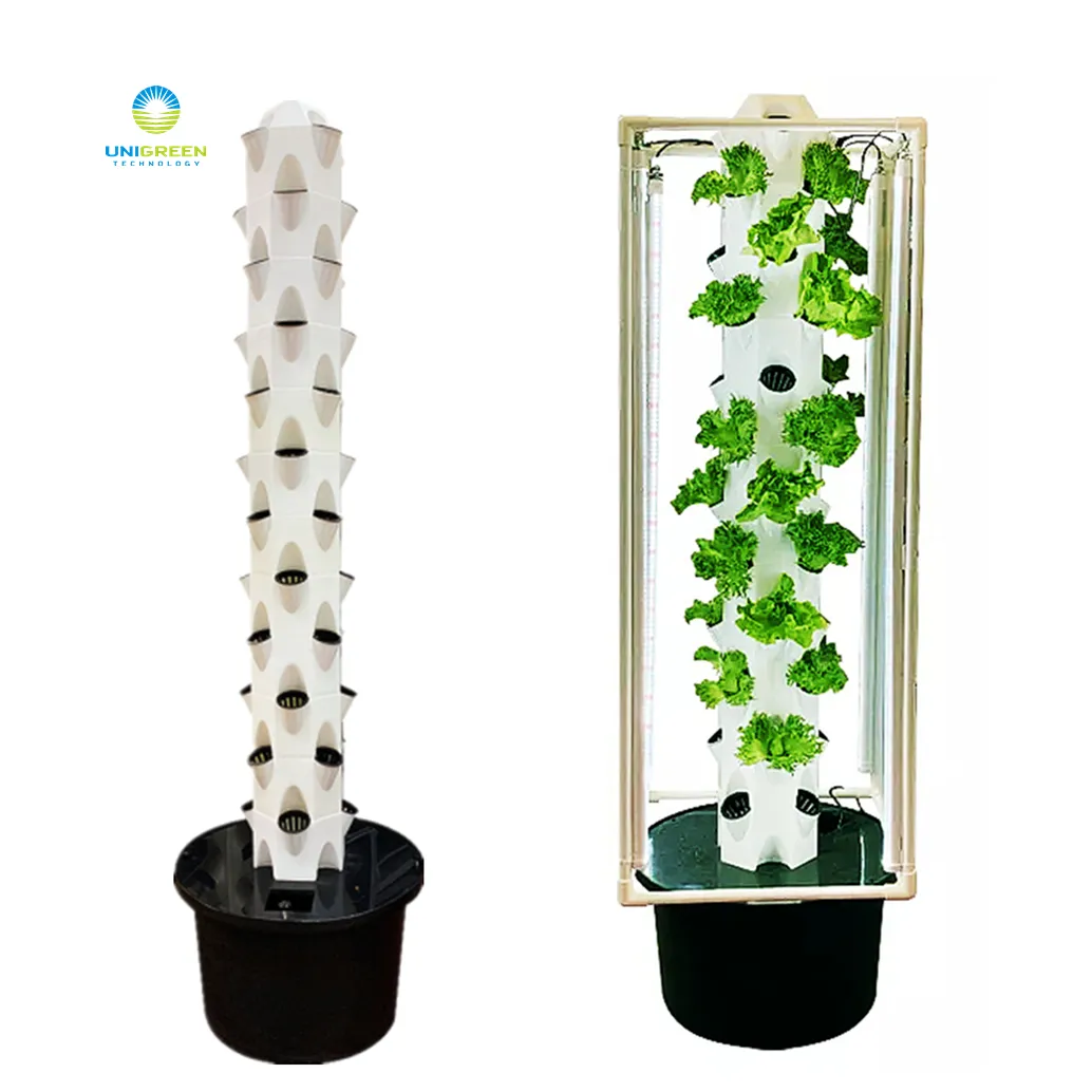 Torre idroponica di petalo per uso alimentare PP torre di irrigazione automatica per interni idroponica attrezzatura da giardino con luci e ruote a Led