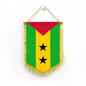 Drapeau en brocart à franges <span class=keywords><strong>de</strong></span> Sao Tomé-et-Principe, 11,81 x 7,87 pouces, personnalisé en gros, drapeaux décoratifs <span class=keywords><strong>de</strong></span> bureau avec des couleurs vives - Product Image 1