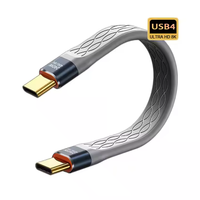 Câble de données USB4.0 Type-C mâle-mâle 240W 5A à charge rapide 40 Gbit/s, tressé en nylon, cordon court pour ordinateur, caméra vidéo, écouteurs, scanner