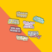 7 Styles Amusant Citations Épingles En Émail Personnalisé Choisir Heureux Vous en Valez la Peine Broches Dialogue Badge Épinglettes Émail Personnalisé Offre Spéciale