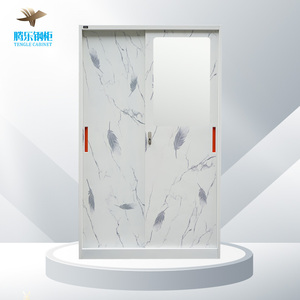 Armoire moderne à portes coulissantes Miroir de meubles en acier et fer Armoires les <span class=keywords><strong>plus</strong></span> proches à 2 portes Armoire métallique élégante pliable Rangement des vêtements - Product Image 4