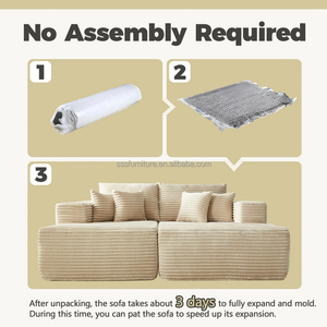 Sofá Modular Quadrado de Veludo de 80 polegadas com Chaise, Puff e Sofá-Cama, Moderno, Três Lugares, Espuma de Alta Densidade, Conjunto Flexível - Product Image 6