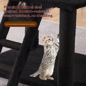Arbre à chat moderne grand format multi-étages en sisal noir avec structure intégrée pour grimper, jouer et dormir - Product Image 5