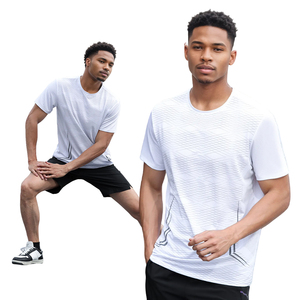 เสื้อยืดออกกำลังกายผู้ชายแบบแห้งเร็ว ระบายอากาศได้ดี น้ำหนักเบา กระชับกล้ามเนื้อ พิมพ์โลโก้ได้ตามต้องการ ขายดี - Product Image 6