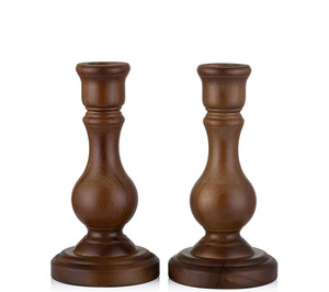 Candlestick kayu untuk set kandil 2 potong, kandil kerucut kayu untuk meja makan keluarga perapian pintu masuk deco - Product Image 5