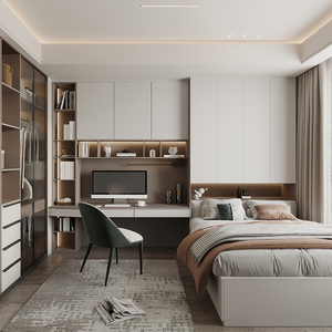 خزانة حديثة مدمجة ، مكتب حصير ، سرير بسيط مع ميزات التخزين - Product Image 3