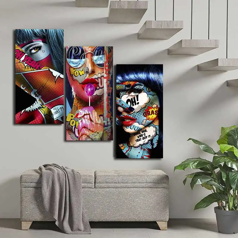 Modern Abstract Graffiti Woman Portrait Oil Painting Canvas Decoration Hanging Photo Posters For Room Wall Art Canvas