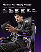 AutoFull G7-Support lombaire dynamique à 3 zones Accoudoirs à 360 ° CloudTech Mesh Fauteuil de jeu ergonomique et inclinable à 140 ° avec repose-pieds
