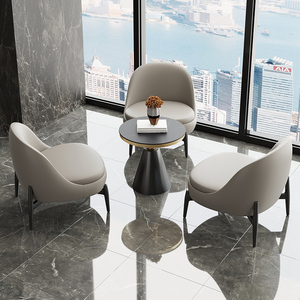 Conjunto de Sillas de Conferencia Modernas con Mesa Redonda para Recepción de Oficina y Reuniones Empresariales - Product Image 4