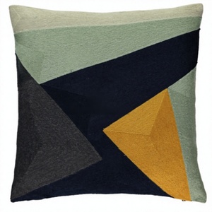 Latest Design Wool Handmade Crewel Embroidery Wool Chain Stitched Cushion <b>Cover</b> For <b>Sofa</b> Living Room Hot Selling Product ITHL - Product Image 1
