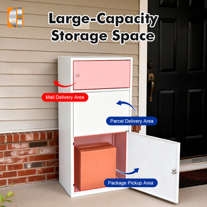 Boîte aux lettres autoportante en acier inoxydable avec revêtement en poudre, étanche, capacité de 48 L pour les courriers et les lettres - Product Image 3