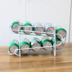 Étagère de rangement double couche étanche en acier inoxydable moderne pour canettes de boissons fraîches, bière, cola, pour cuisine - Product Image 2
