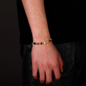 <span class=keywords><strong>Bracelet</strong></span> en zircone cubique serti de diamants arc-en-ciel, <span class=keywords><strong>bracelet</strong></span> tennis à maillons, plaqué or 18 carats, <span class=keywords><strong>bracelet</strong></span> multi-pierres pour femmes - Product Image 2