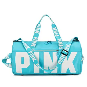 O logotipo personalizado rosa grande capacidade duffle sacos de ginásio mulheres à prova d' água saco de viagem de esportes