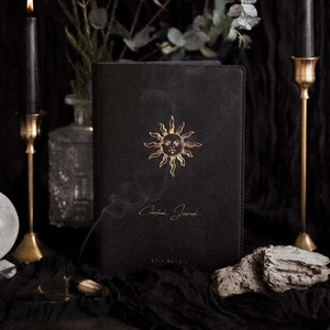 Carnet céleste en cuir noir, 120 feuilles, impression laminée, journal d'astrologie pour adultes - Product Image 1