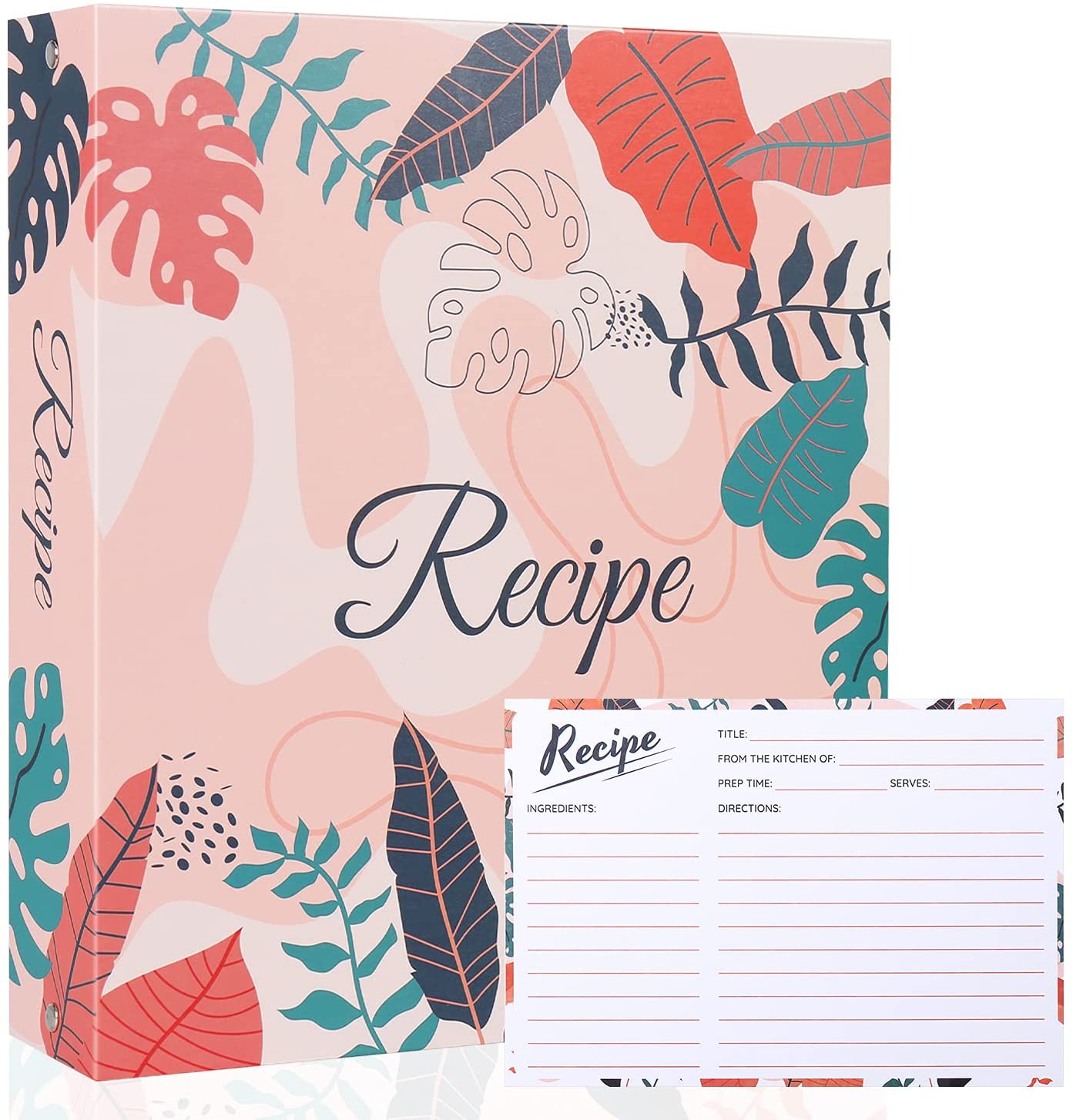3-ring full page recipe binder 21.59 cm x 27.94 cm, 60 4x6 kitchen recipe manager Recipe binder kit with cards