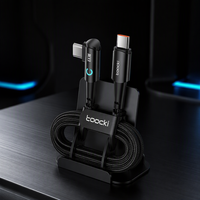 Câble de charge et de synchronisation double fonction Toocki, design coudé à 90 degrés, cordon tressé pour jouer pendant la charge