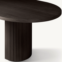 Table à Manger Ovale Luxe Design Moderne en Bois de Chêne Noir Massif pour Salle à Manger
